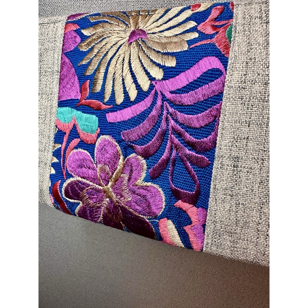 Handmade Mexican Floral Colorful Embroidered Pom Pom Clutch Purse Crossbody Bag - Picture 6 of 9